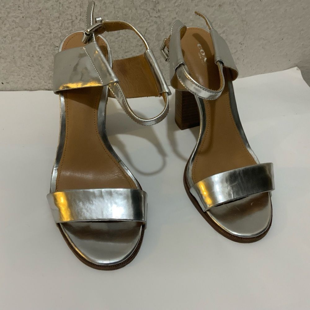 {COACH} Metallic Mirror Lexey Sandals 7.5 B
